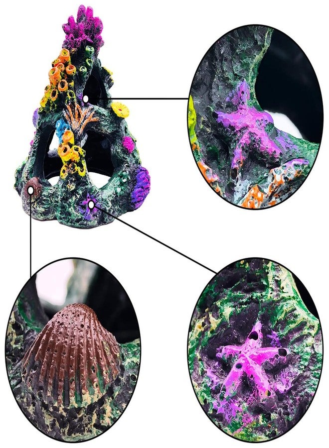 GOFYLIN Fish Tank Decoration Set, Aquarium Decor Colorful Coral Mountain x 1pc, Betta Fish Tank Accessories Aquatic Plants x 4pcs，Aquarium Decor Starfish x 1pcs. - Image 5
